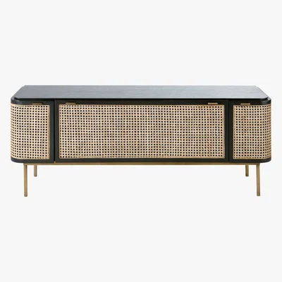 Maisons du Monde 3-Door Woven Rattan TV Unit Loreto