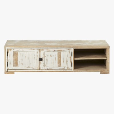 Maisons du Monde Whitewashed Recycled Pine 2-Door TV Unit Kinfolk