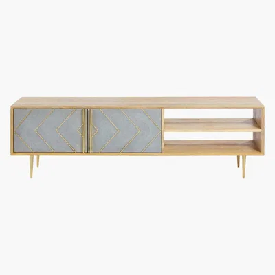 Maisons du Monde Solid Mango Wood 2-Door TV Cabinet Carlotta