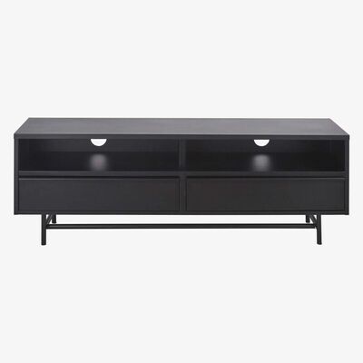 Maisons du Monde Matte black metal TV stand with 2 drawers