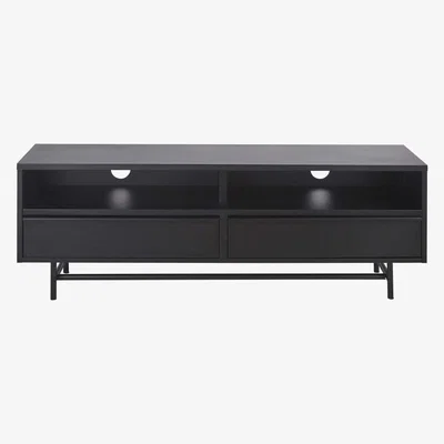 Maisons du Monde Matte black metal TV stand with 2 drawers