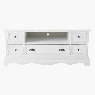Maisons du Monde Paulownia wood TV unit in white Joséphine