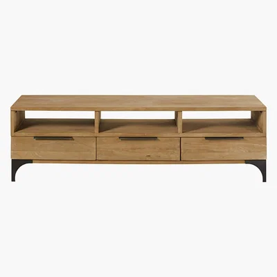 Maisons du Monde Solid Mango Wood and Acacia 3-Door TV Cabinet Metropolis