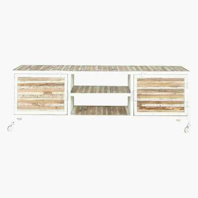Maisons du Monde Metal and wood TV unit in white W 140cm Mistral
