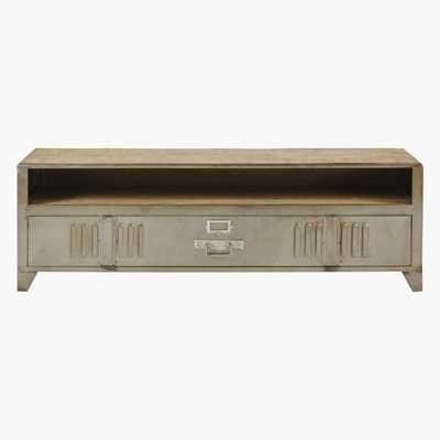 Maisons du Monde Mango Wood and Metal Industrial 1-Door TV Unit Rydell