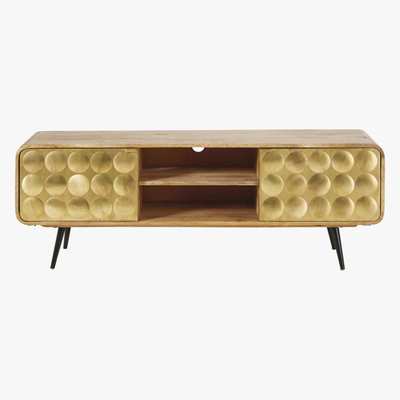 Maisons du Monde Solid Mango Wood 2-Door Vintage TV Cabinet Gatsby