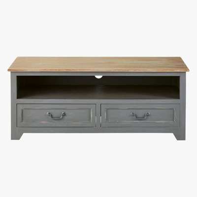 Maisons du Monde Grey Pine 2-Drawer TV Cabinet Honorine