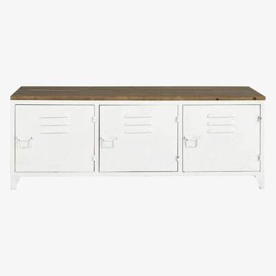 Maisons du Monde White Metal and Fir Wood Industrial TV Unit