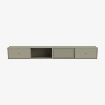 Made in Design Octave VII Wall-mounted TV unit wood grey / W 183.6 x D 30 x H 24 cm - MONTANA