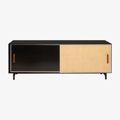 Made in Design Essence Television table - / L 140 x H 42 cm - Wood & rattan by Maison Sarah Lavoine Black