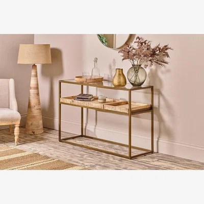 Nkuku Nkuku Luzon Iron & Mango Wood Display Console Table | Tables | Brass
