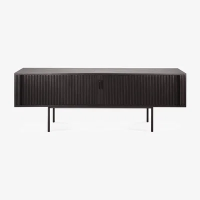 Nordic Nest Ethnicraft Roller Max TV unit Lacquered teak-black-2 doors