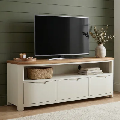 Oak&More Bradwell Oak and Signal White Painted Large TV Unit