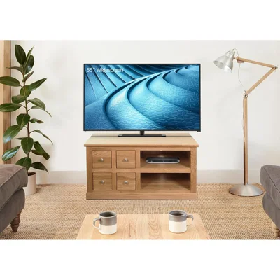 Oak&More Rhone Solid Oak 4 Drawer Television Cabinet