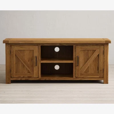Oak&More Country Rustic Solid Oak Widescreen TV Cabinet