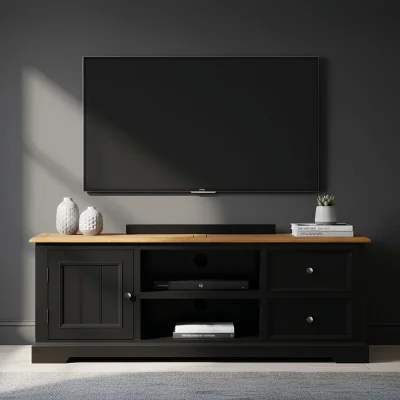 Oak&More Charlton Oak and Black Painted Super Wide TV Cabinet