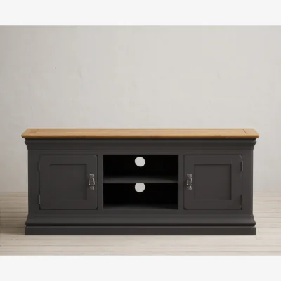 Oak&More Charwood Oak and Charcoal Painted Large TV Unit
