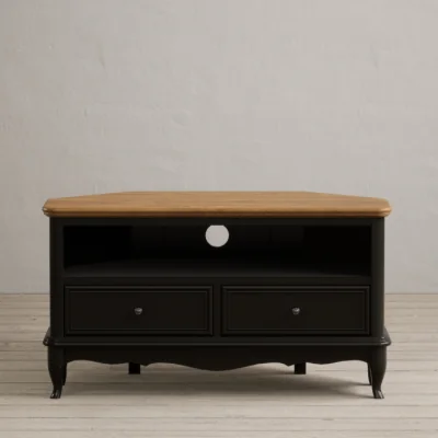 Oak&More Chateau Noir Oak and Black Painted Corner TV Cabinet