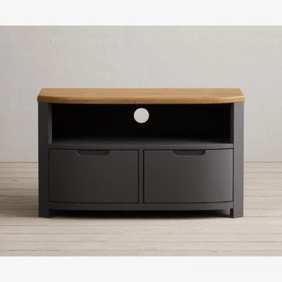Oak&More Bradwell Oak and Charcoal Grey Painted Small TV Unit