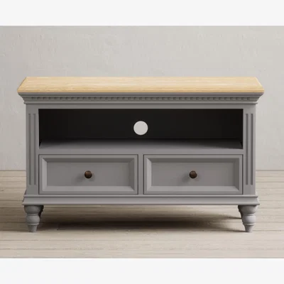 Oak&More Francis Oak and Light Grey Painted Small TV Cabinet