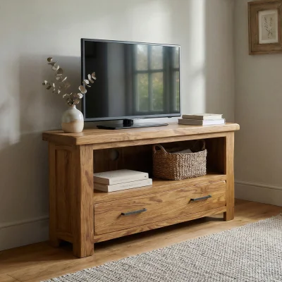 Oak&More Harrogate Rustic Solid Oak Corner TV Cabinet
