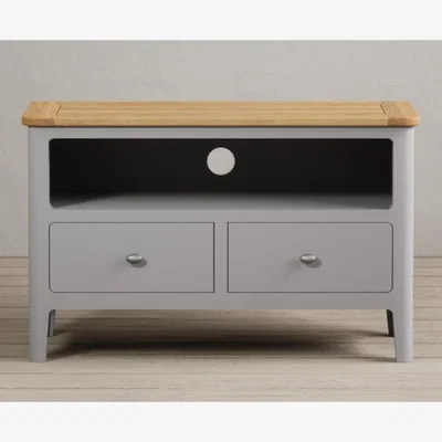 Oak&More Loxton Oak and Light Grey Painted Small TV Cabinet