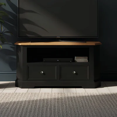 Oak&More Charlton Oak and Black Painted Corner TV Cabinet