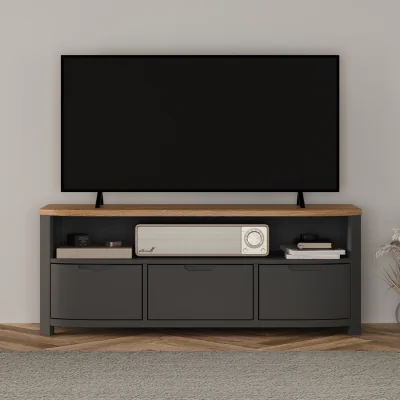Oak&More Bradwell Oak and Charcoal Painted Large TV Unit