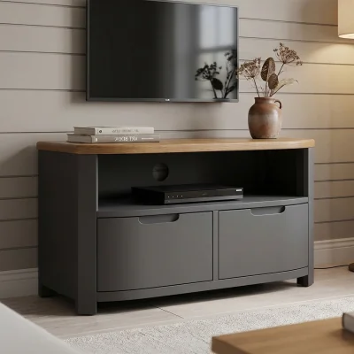 Oak&More Bradwell Oak and Charcoal Painted Small TV Unit