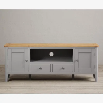 Oak&More Loxton Oak and Light Grey Painted Super-Wide TV Cabinet