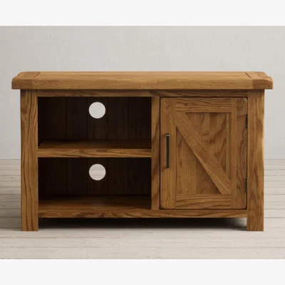Oak&More Country Rustic Solid Oak Small TV Cabinet