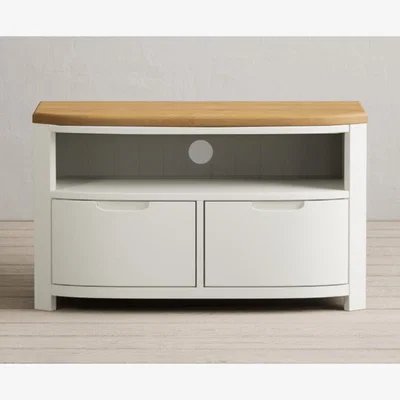 Oak&More Bradwell Oak and Signal White Painted Small TV Unit