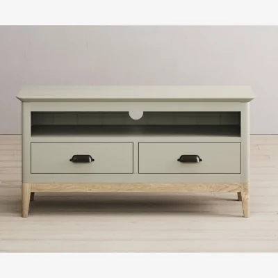 Oak&More Ancona Oak and Soft Green Painted Small TV Cabinet