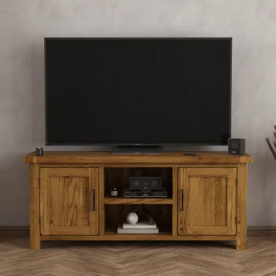 Oak&More Harrogate Rustic Solid Oak Widescreen TV Cabinet