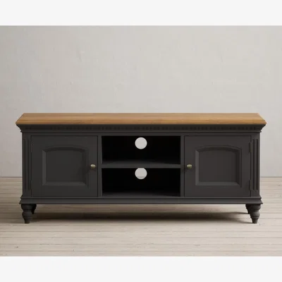 Oak&More Francis Oak and Charcoal Grey Painted Large TV Cabinet