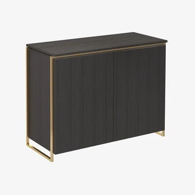 Olivia's Gillmore Federico Two Door Black Stained Oak With Brass Frame Sideboard