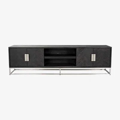 Olivia's Richmond Blackbone 4 Doors Silver TV Unit Large | Outlet / Large