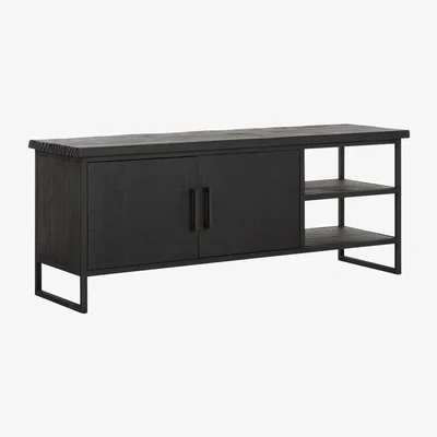 Olivia's DTP Home Beam 2 TV Stand in Recycled Black Teakwood / Medium