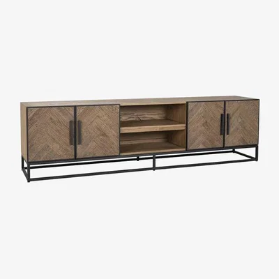 Olivia's Richmond Herringbone 4 Doors Brown TV Unit
