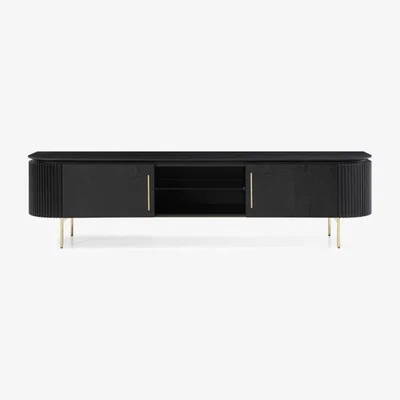 Olivia's Tommy Franks Lantine Oak TV Unit in Matte Black