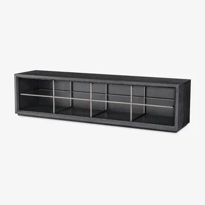 Olivia's Eichholtz Hennessey Large TV Cabinet Hennessey in Charcoal Grey & Oak Veneer
