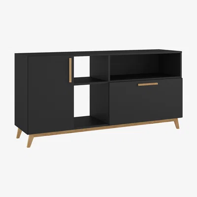 Out & Out Original Dakota Black Open TV Unit - 135cm