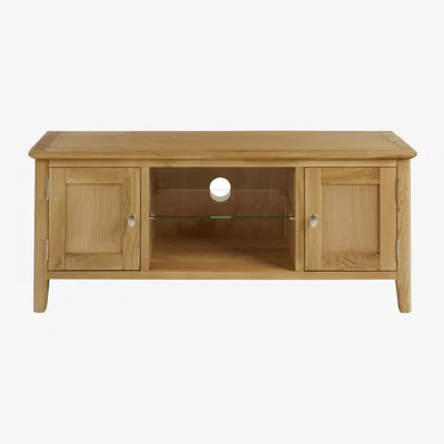 Downtown Hardwick Oak Large Media Stand In LightWood