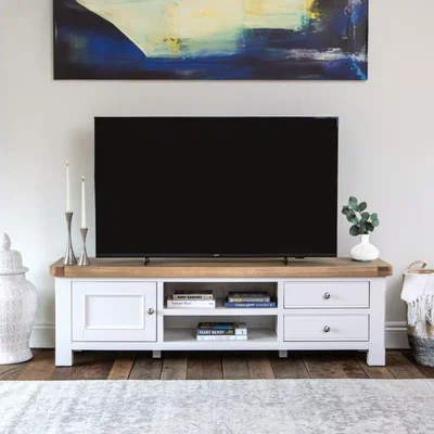 Downtown Clevedon Large TV Unit - White/Oak In LightWood/White