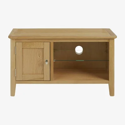 Downtown Hardwick Oak Small Media Stand In LightWood