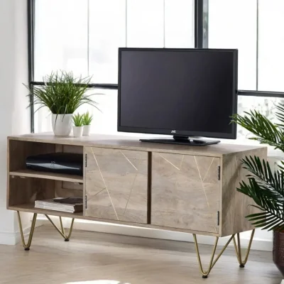OAT Home Galway 140cm Wooden Light Gold TV Media Unit