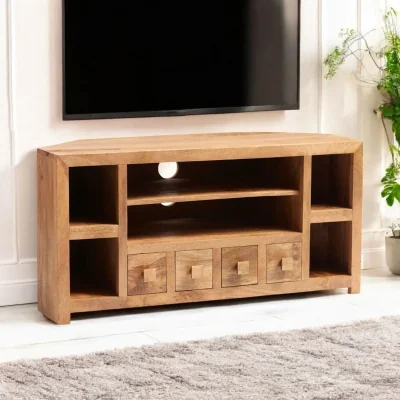 OAT Home Tibradden 110cm Wooden Corner TV Media Unit