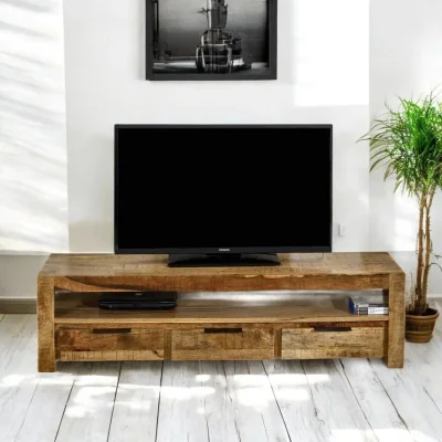 OAT Home Wicklow 150cm Wooden TV Stand Unit With 3 Drawers