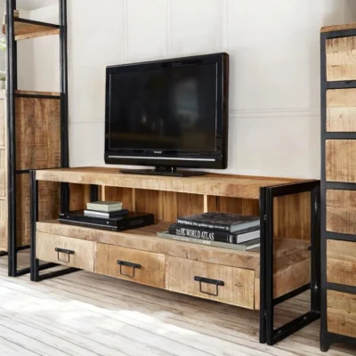 OAT Home Sligo 150cm Industrial Metal & Wood TV Stand