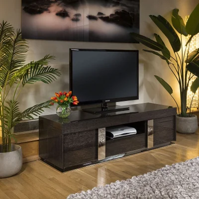 Quatropi TV Stand / Cabinet / Unit Lacquered Black Grain Veneer 912F (Copy)